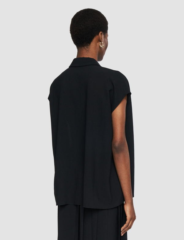 Joseph Antin Airy Plissé Blouse Black