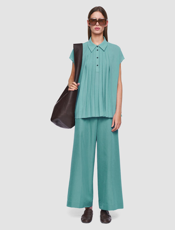 Joseph Antin Airy Plissé Blouse Lagoon