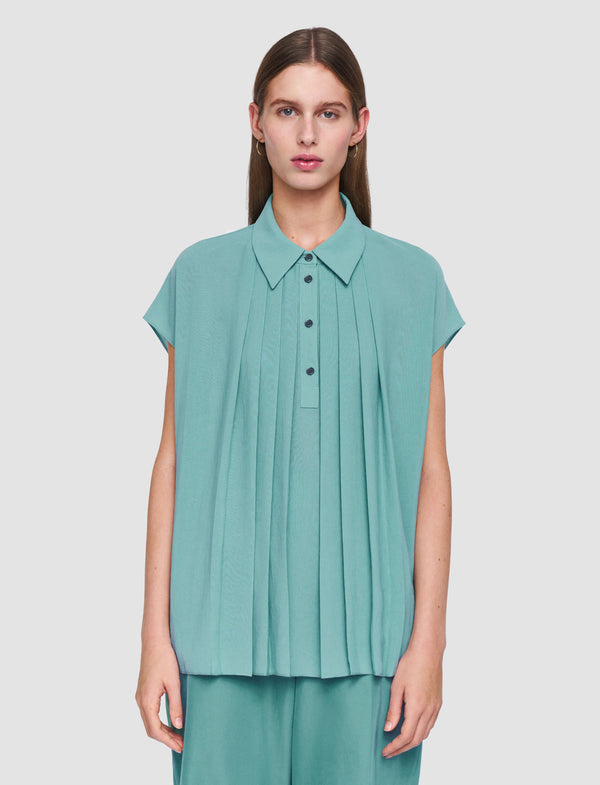 Joseph Antin Airy Plissé Blouse Lagoon