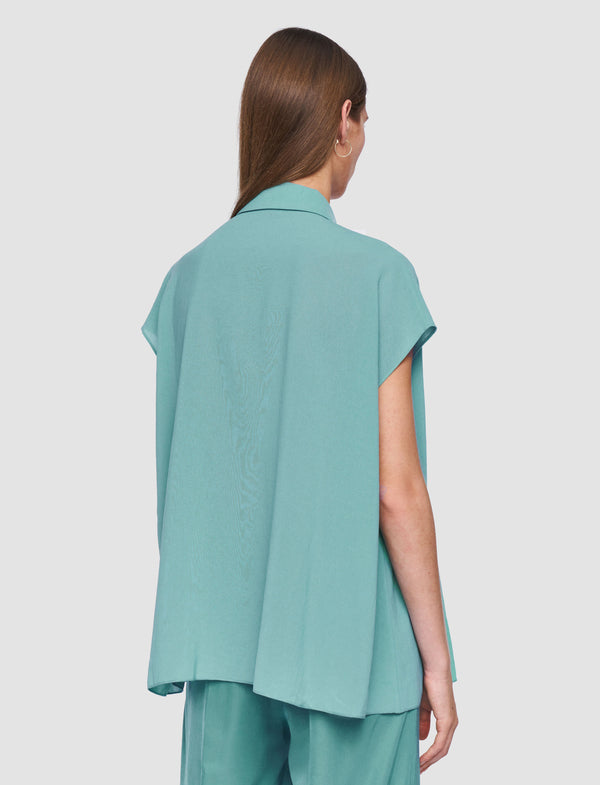 Joseph Antin Airy Plissé Blouse Lagoon