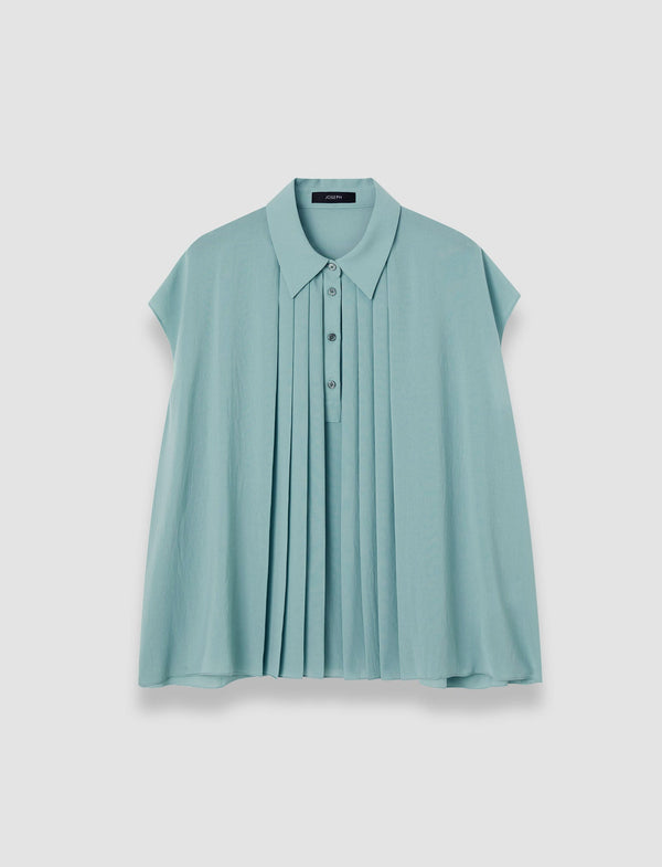 joseph Antin Airy Plissé Blouse Lagoon