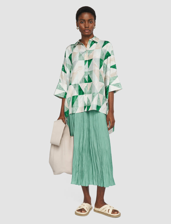 Joseph Arcole Marble Print Silk Shirt Lagoon Combo