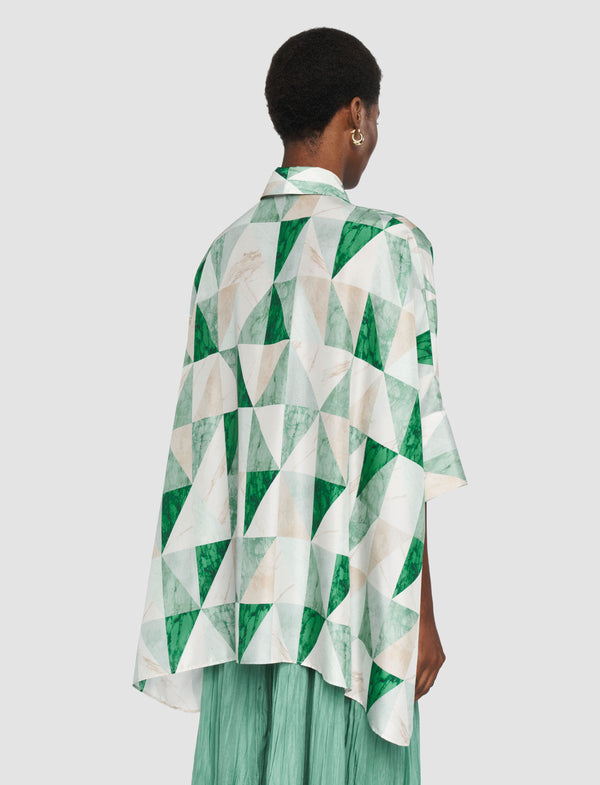 Joseph Arcole Marble Print Silk Shirt Lagoon Combo