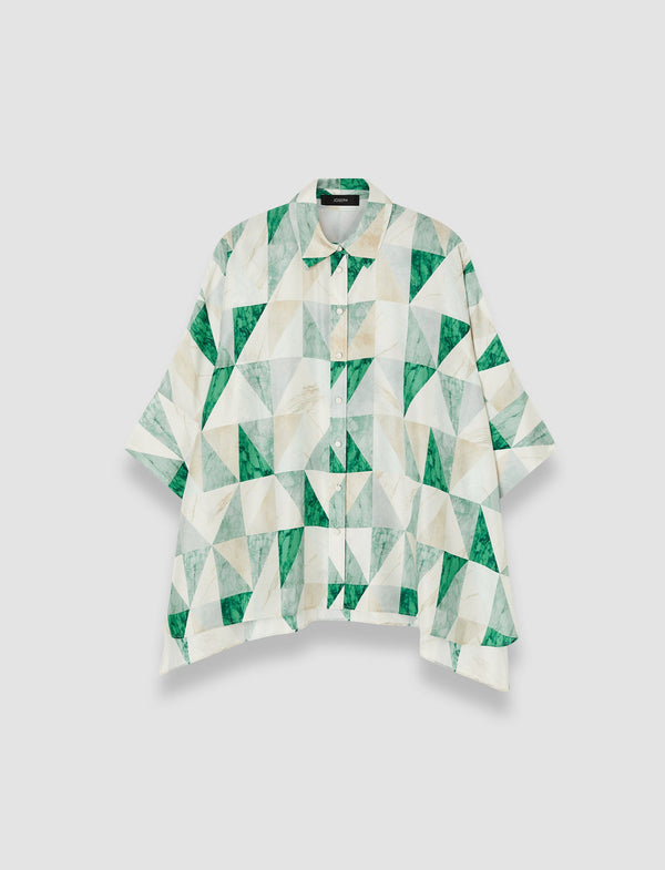 joseph Arcole Marble Print Silk Shirt Lagoon Combo