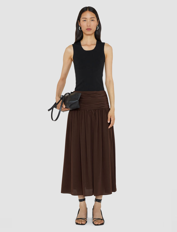 Joseph Bex Crepe De Chine Silk Skirt Ebony