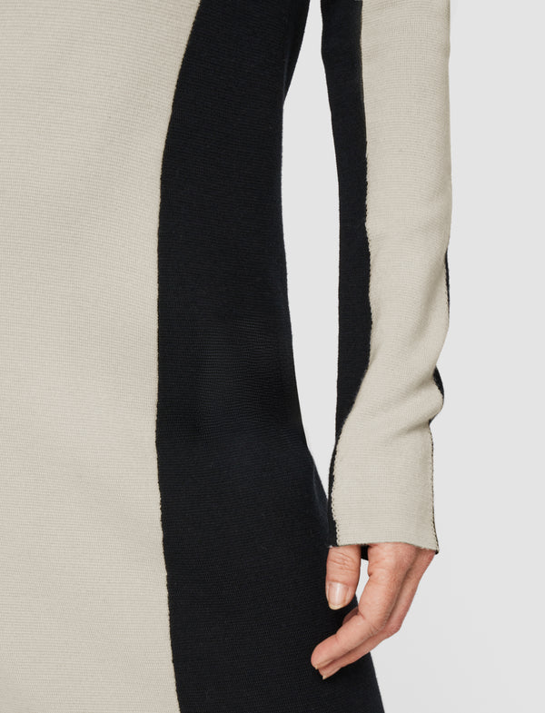 Joseph Bi-Colour Knit Dress Quail/Black