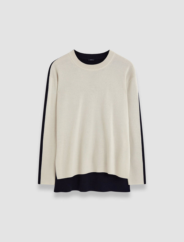 joseph Bi-Colour Knit Jumper Quail/Black