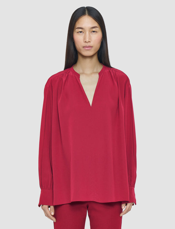 Joseph Blondel Crepe De Chine Silk Blouse Ruby
