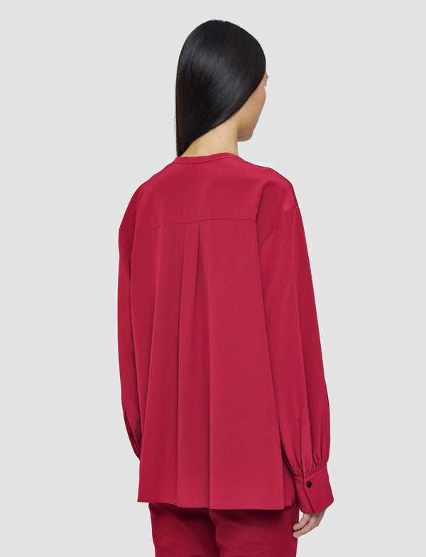 Joseph Blondel Crepe De Chine Silk Blouse Ruby