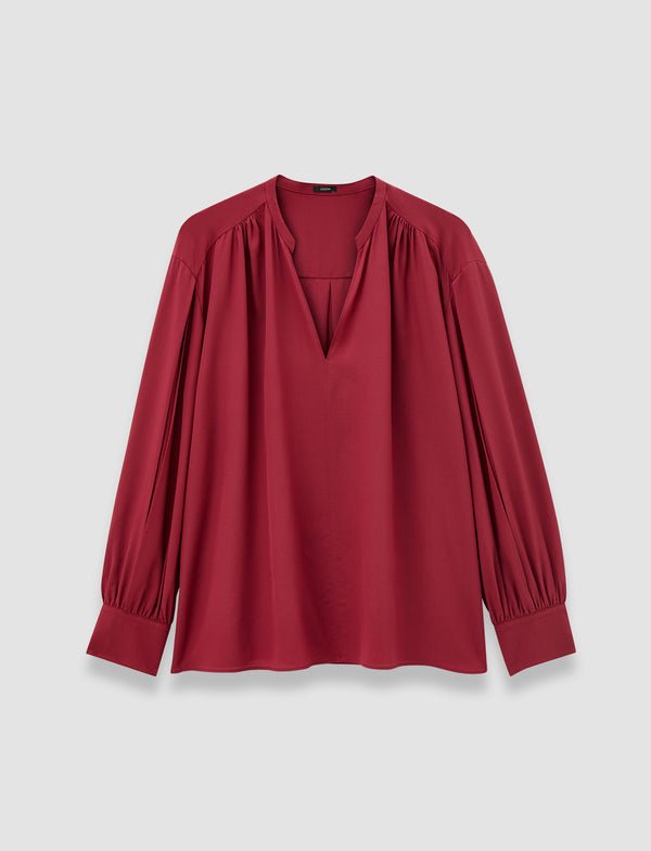 joseph Blondel Crepe de Chine Silk Blouse Ruby
