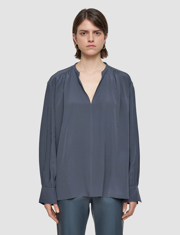 Joseph Blondel Crepe De Chine Silk Blouse Smoke