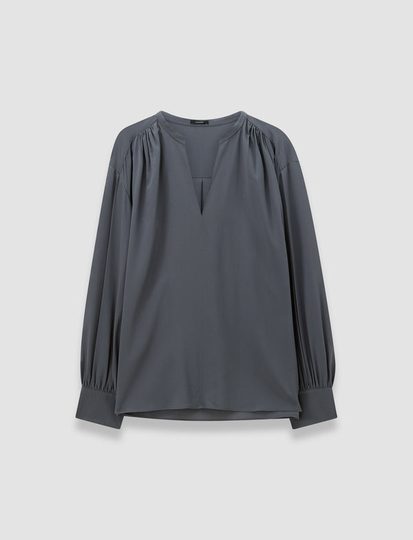 joseph Blondel Crepe de Chine Silk Blouse Smoke