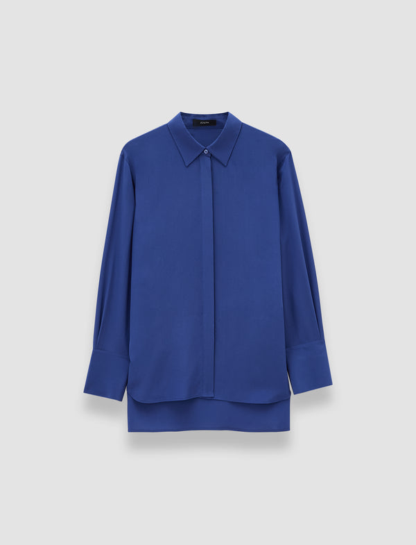joseph Bold Crepe de Soie Silk Blouse Cobalt