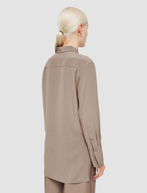 Joseph Bold Crepe De Soie Silk Blouse Escargot