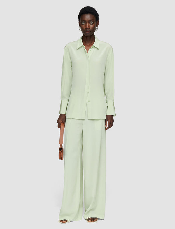 Joseph Bold Crepe De Soie Silk Blouse Matcha