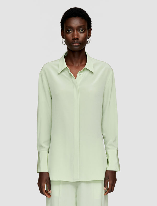 Joseph Bold Crepe De Soie Silk Blouse Matcha
