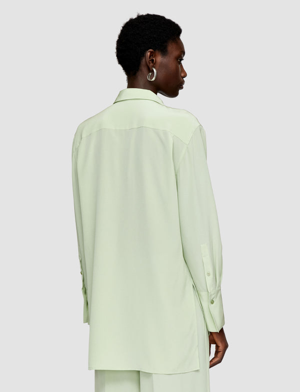 Joseph Bold Crepe De Soie Silk Blouse Matcha