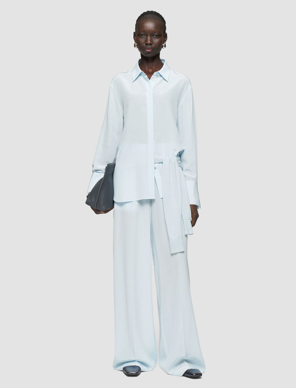 Joseph Bold Crepe De Soie Silk Blouse Oxford Blue