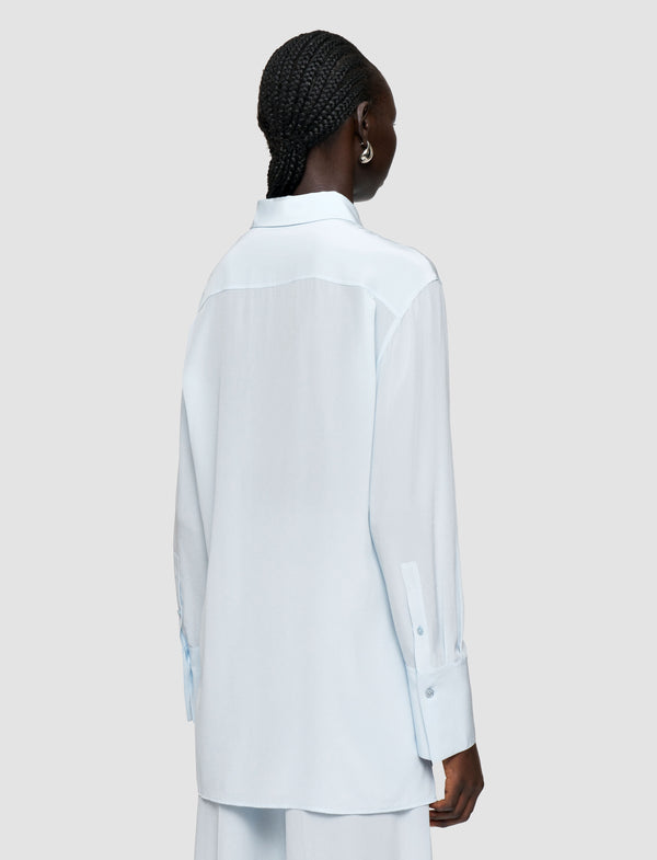 Joseph Bold Crepe De Soie Silk Blouse Oxford Blue