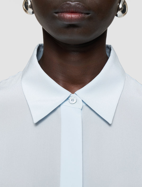 Joseph Bold Crepe De Soie Silk Blouse Oxford Blue