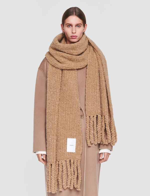Joseph Bouclé Knit Scarf Camel