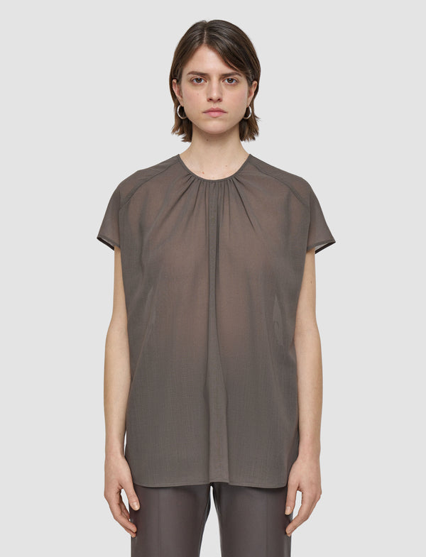 Joseph Broca Sheer Fine Wool Blouse Mushroom