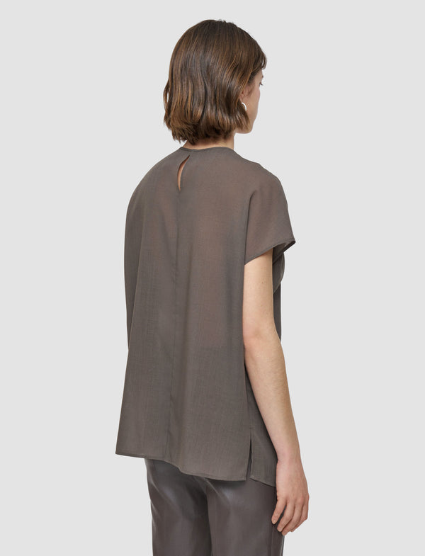 Joseph Broca Sheer Fine Wool Blouse Mushroom