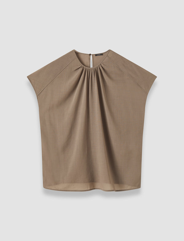 joseph Broca Sheer Fine Wool Blouse Mushroom