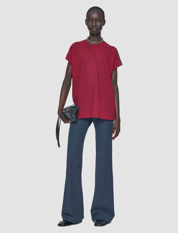 Joseph Broca Sheer Fine Wool Blouse Ruby