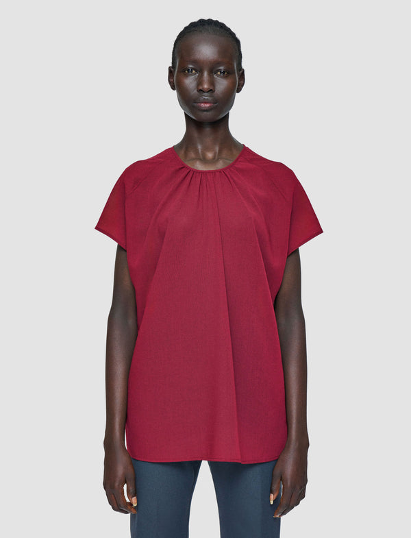 Joseph Broca Sheer Fine Wool Blouse Ruby