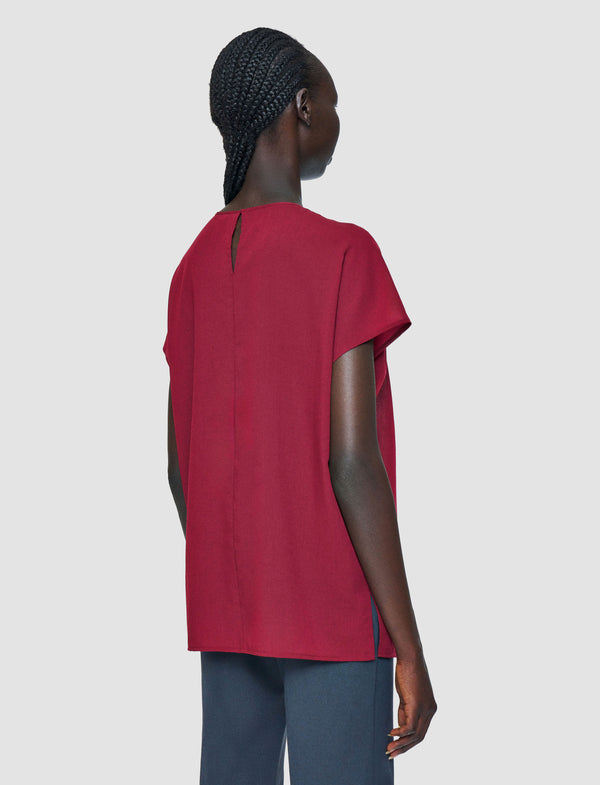 Joseph Broca Sheer Fine Wool Blouse Ruby