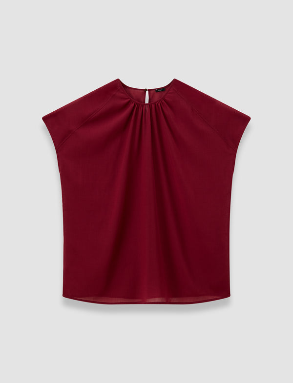 joseph Broca Sheer Fine Wool Blouse Ruby