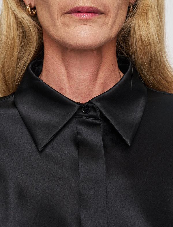 Joseph Brunel Silk Satin Blouse Black