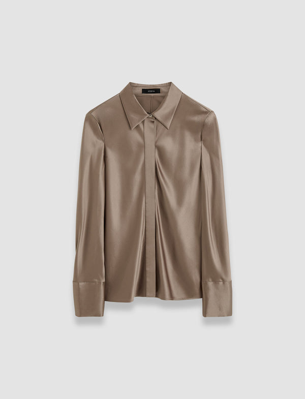joseph Brunel Silk Satin Blouse Escargot