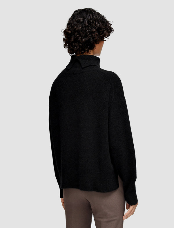 Joseph Brushed Cashmere High Neck Jumper Black