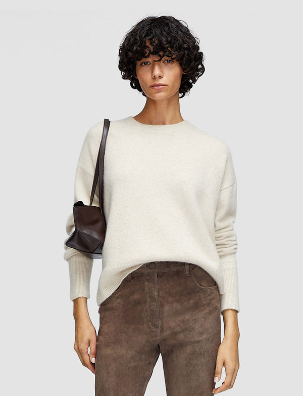 Joseph Brushed Cashmere Round Neck Jumper Affogato
