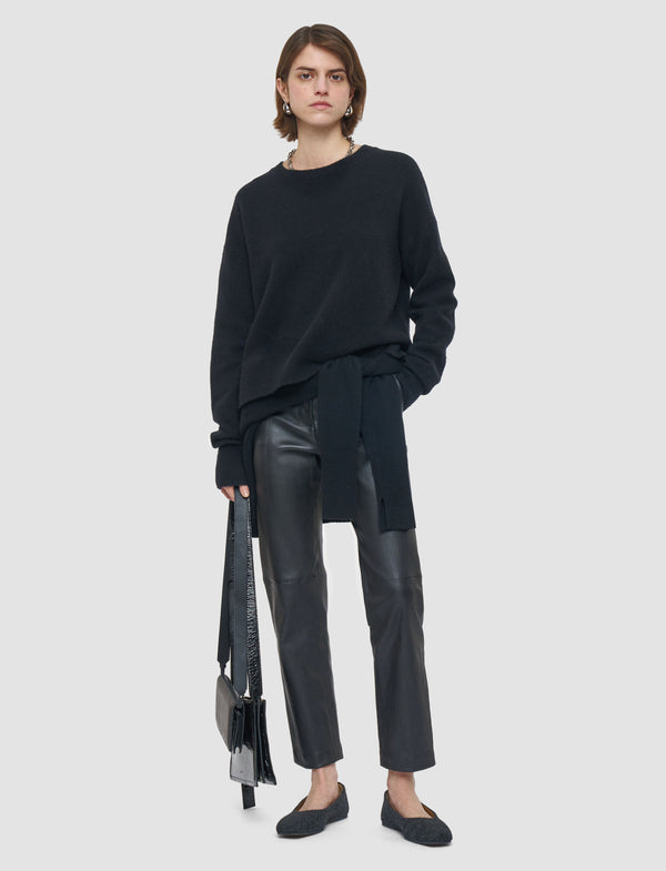 Joseph Brushed Cashmere Round Neck Jumper Black