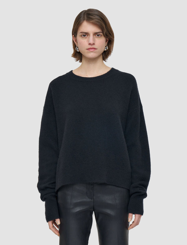 Joseph Brushed Cashmere Round Neck Jumper Black