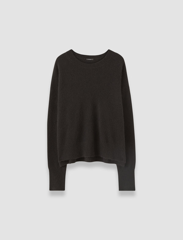 joseph Brushed Cashmere Round Neck Jumper Black