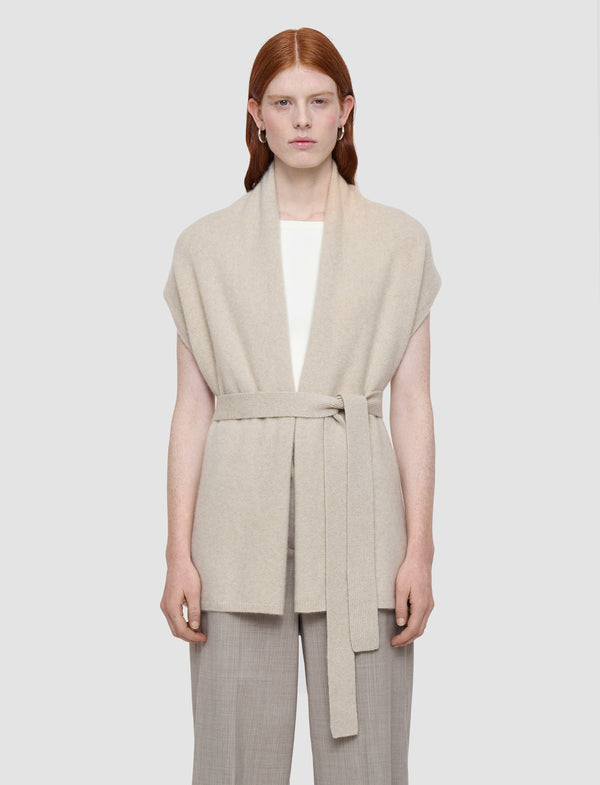 Joseph Brushed Cashmere Sleeveless Wrap Affogato