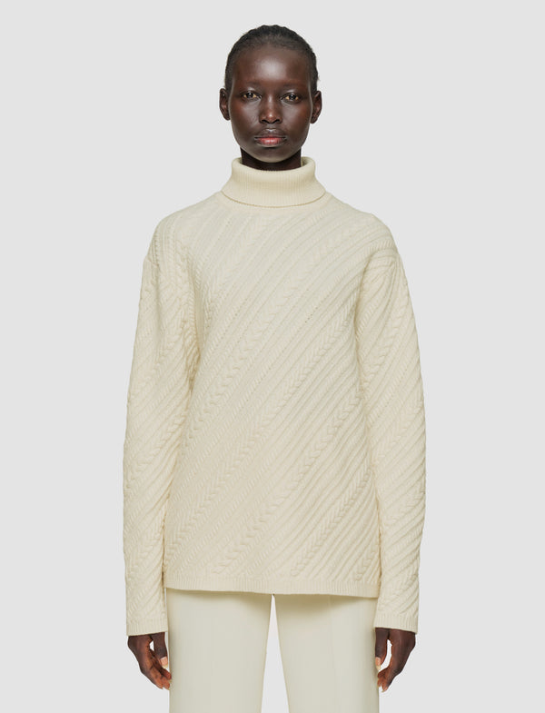 Joseph Cable Knit Merino Wool Jumper Ivory