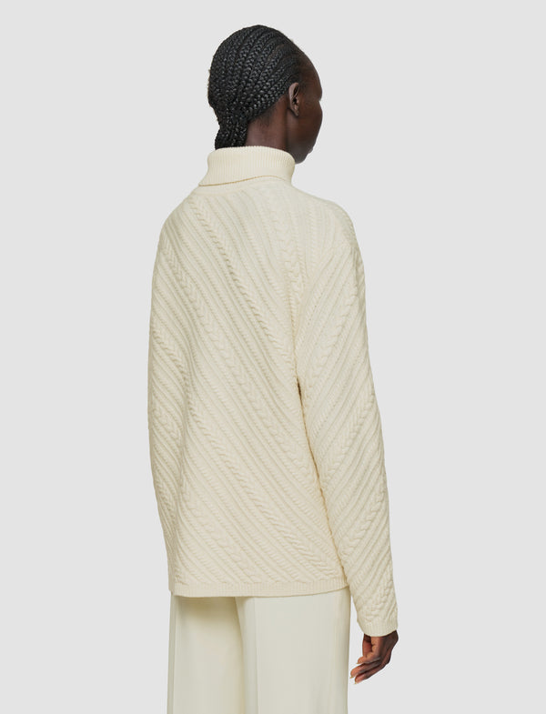 Joseph Cable Knit Merino Wool Jumper Ivory