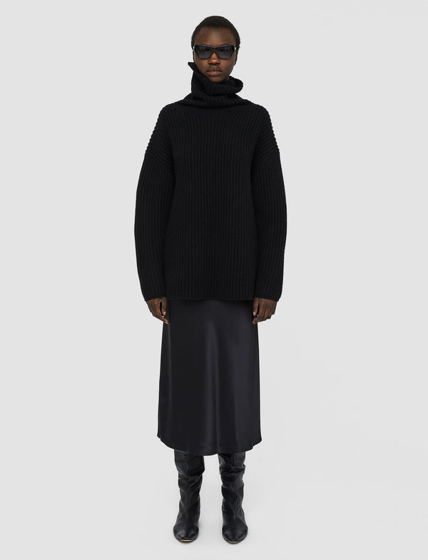 Joseph Cardigan Stitch High Neck Jumper Black