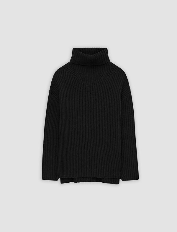 joseph Cardigan Stitch High Neck Jumper Black