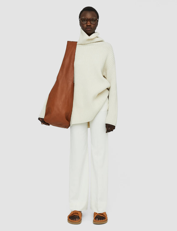 Joseph Cardigan Stitch High Neck Jumper Ivory