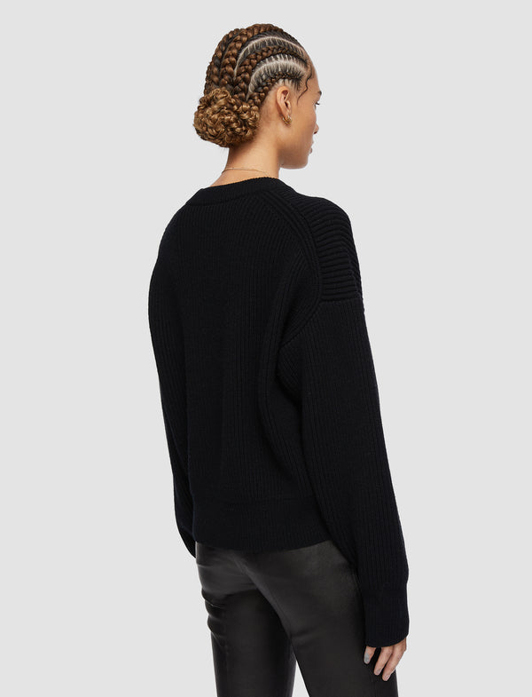 Joseph Cardigan Stitch Jumper Black