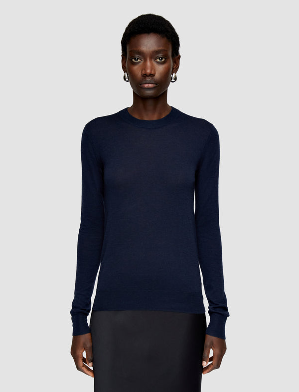 Joseph Cashair Round Neck Jumper Navy
