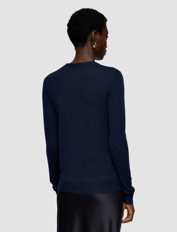 Joseph Cashair Round Neck Jumper Navy