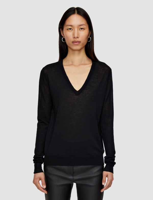 Joseph Cashair V Neck Jumper Black