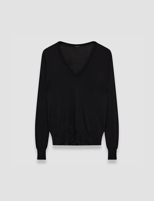 joseph Cashair V Neck Jumper Black